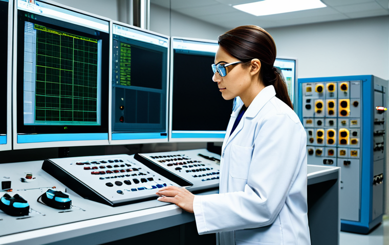 **Prompt 1:** "A professional female nuclear engineer, fully clothed in a modest lab coat and safety glasses, inspecting a reactor simulation model in a brightly lit control room, appropriate attire, safe for work, perfect anatomy, natural proportions, professional photography, high quality."