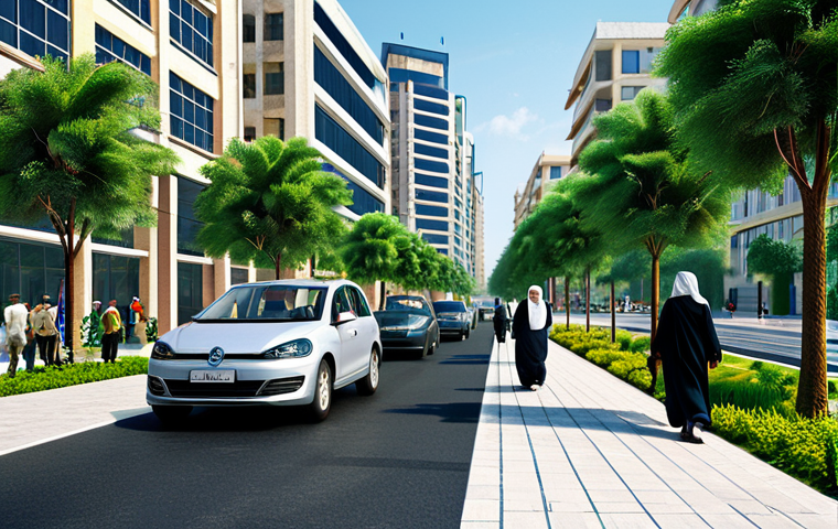 원자력 발전과 재생에너지의 협력 - Sustainable Cityscape**

"A futuristic Middle Eastern city powered by solar panels and wind turbines...