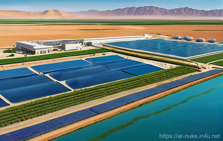 원자력 발전과 방사선 관리 방법 - **Prompt 1: "A vibrant, panoramic view of a state-of-the-art nuclear power plant nestled harmoniousl...