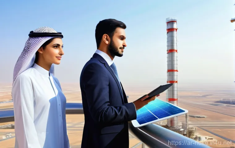 원자력 엔지니어 초보를 위한 가이드 - **Prompt: "A diverse group of young Arab nuclear engineers, both male and female, in their late 20s ...