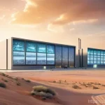 원자력 기술 직무 면접 준비법 - **Prompt:** A dynamic, wide shot of a futuristic, environmentally friendly nuclear power complex sit...